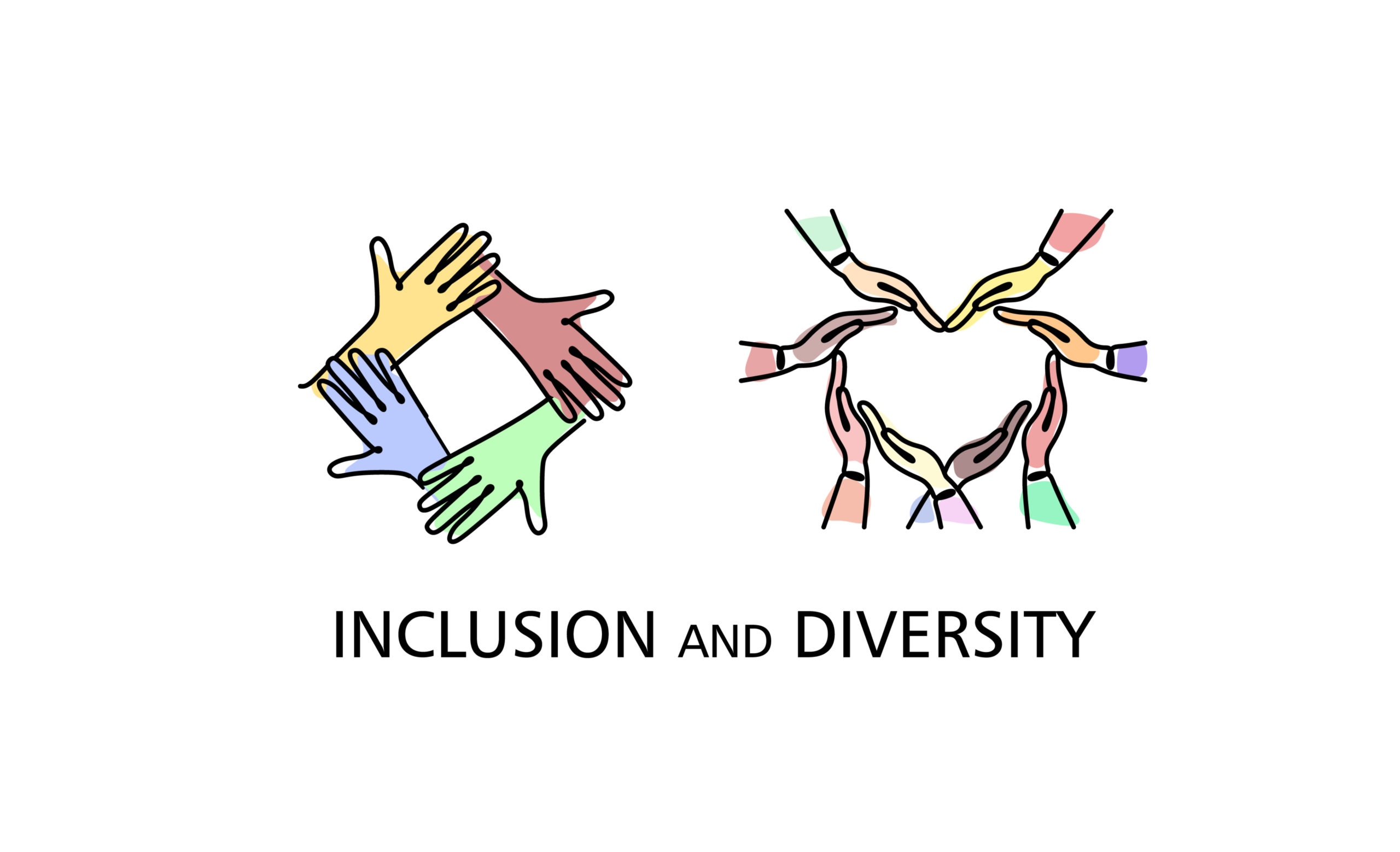inclusion and diversity with hands coming together